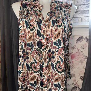 Sleeveless Paisley & Floral Plus Size Blouse